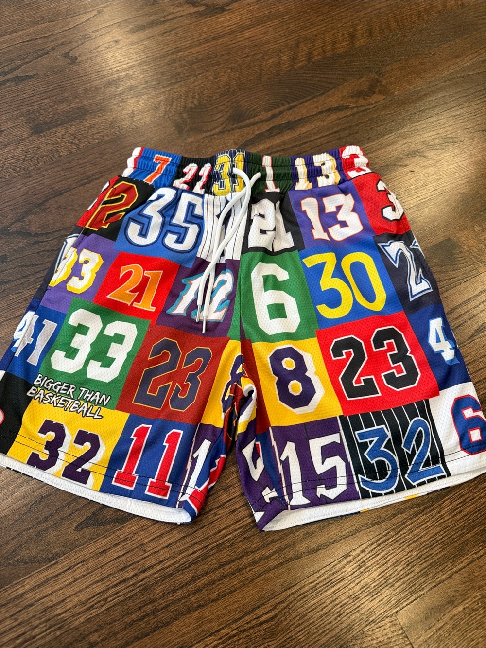 Multicolor Numbers Print Basketball Shorts -